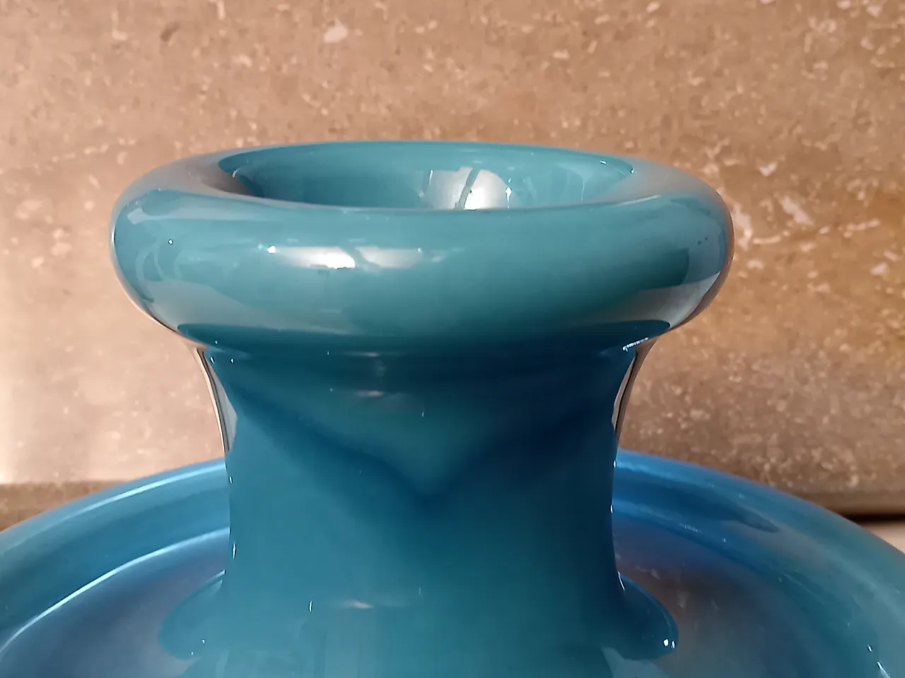 Blue Zaccagnini ceramic vase or pen holder, 1960s 5