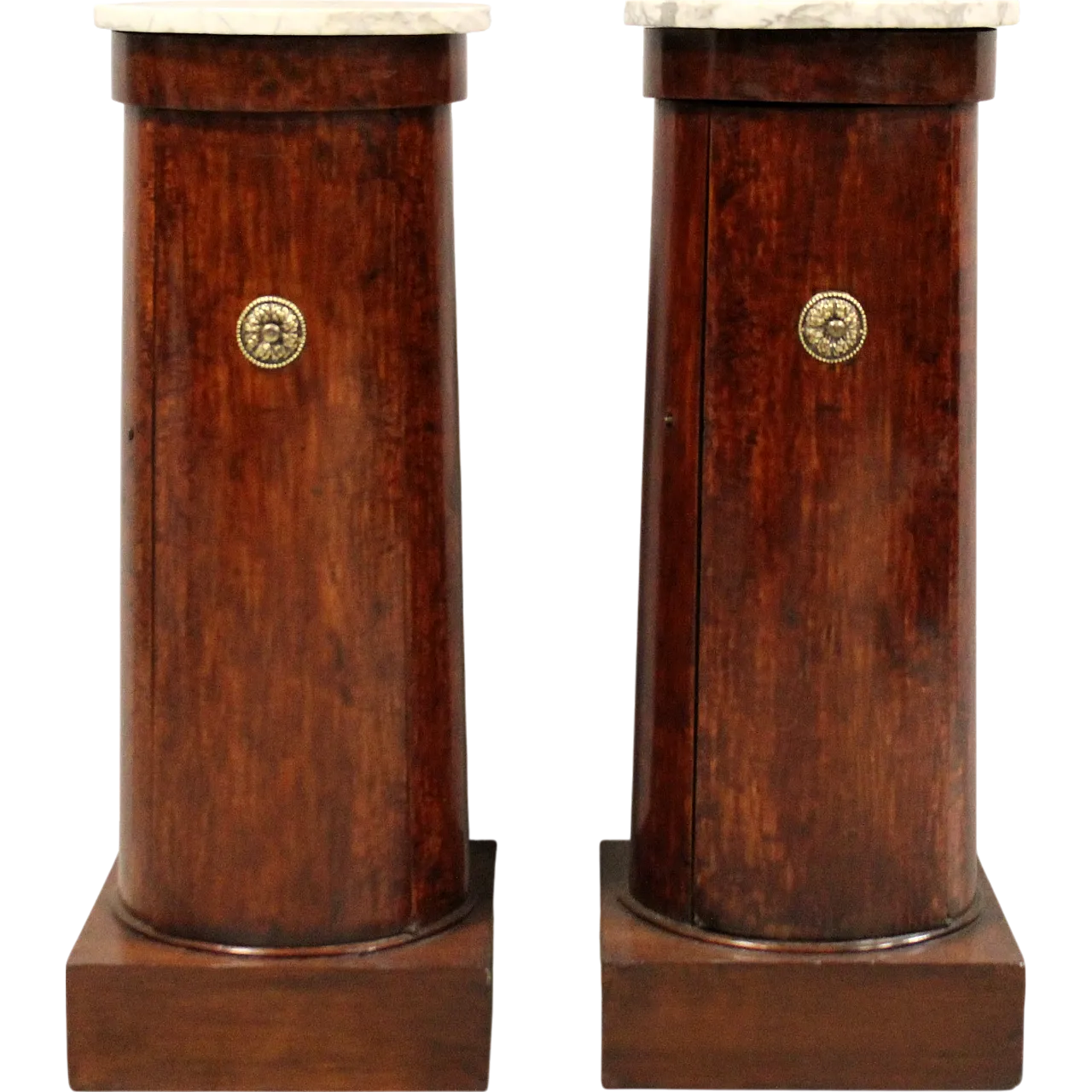 Pair Empire columns with storage in mahogany and marble, 19th century 9