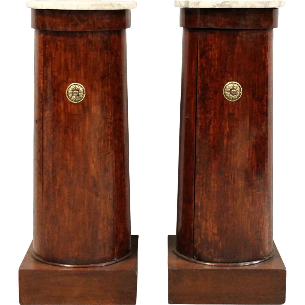 Pair Empire columns with storage in mahogany and marble, 19th century 10