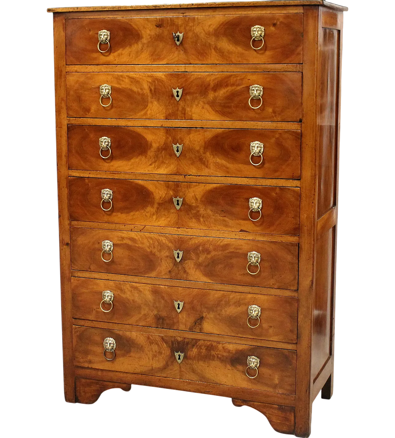 Impero chest with weekly drawers in solid walnut, 19th century 16