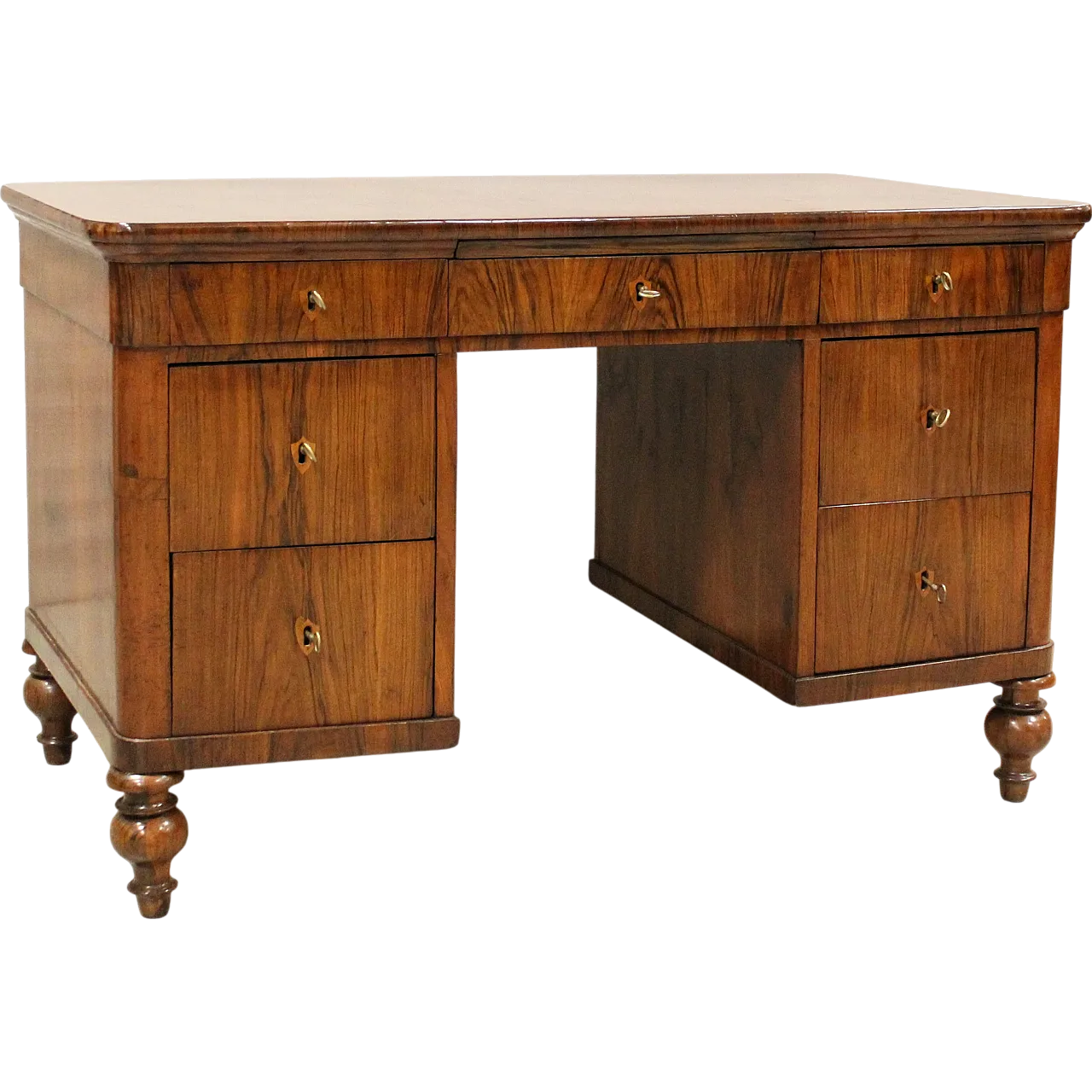 Louis Philippe desk in solid walnut with storage, 19th century 17