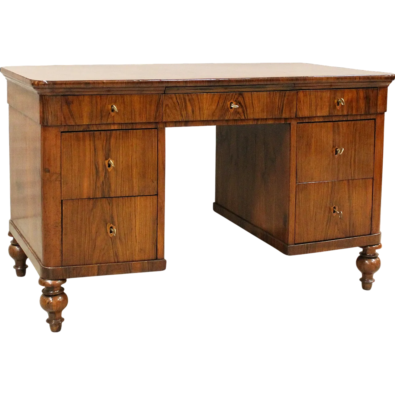 Louis Philippe desk in solid walnut with storage, 19th century 18