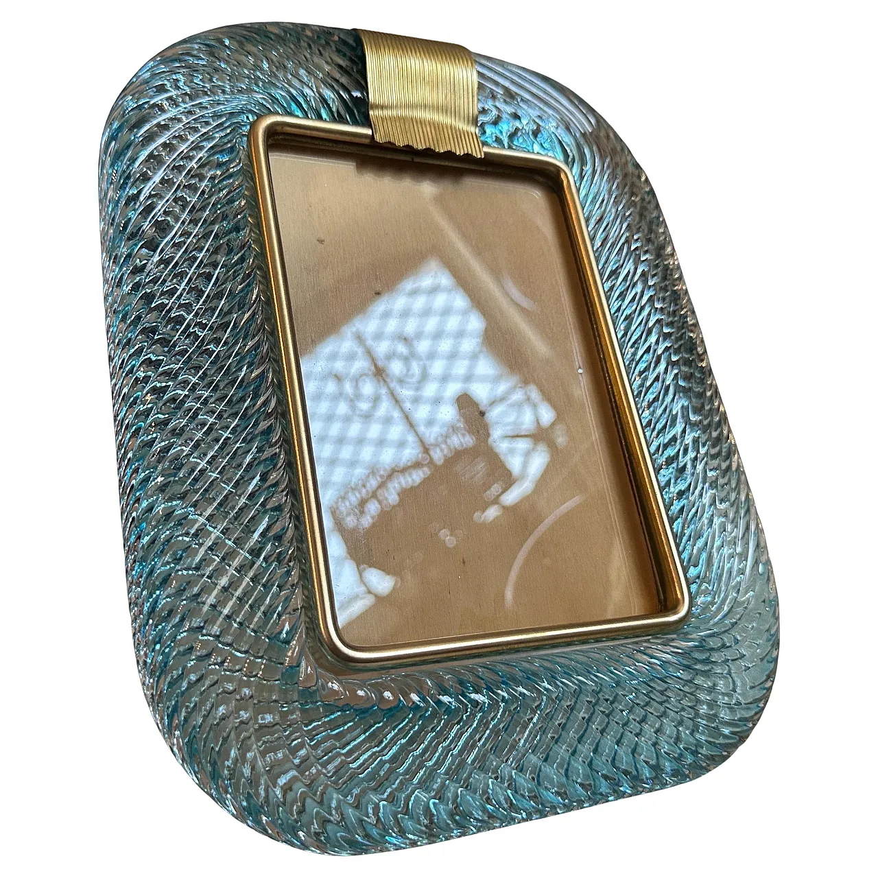 Turquoise Murano glass and brass frame, 1990s 1