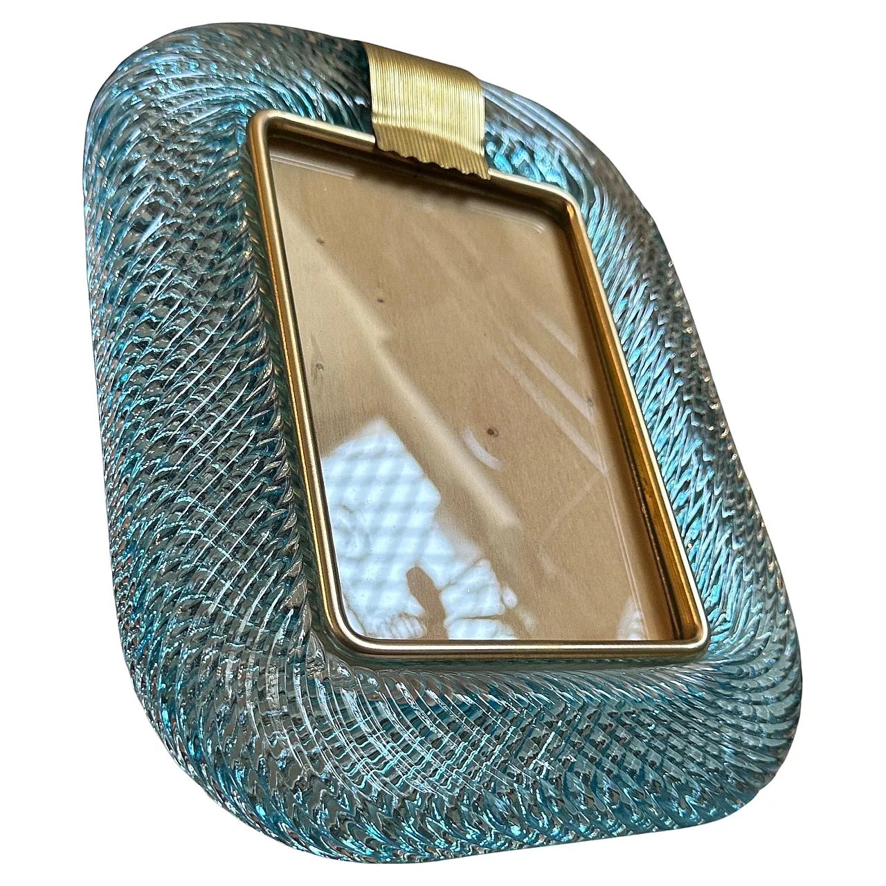 Turquoise Murano glass and brass frame, 1990s 2