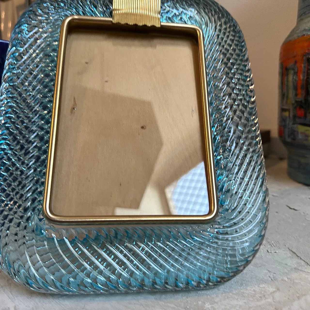 Turquoise Murano glass and brass frame, 1990s 9