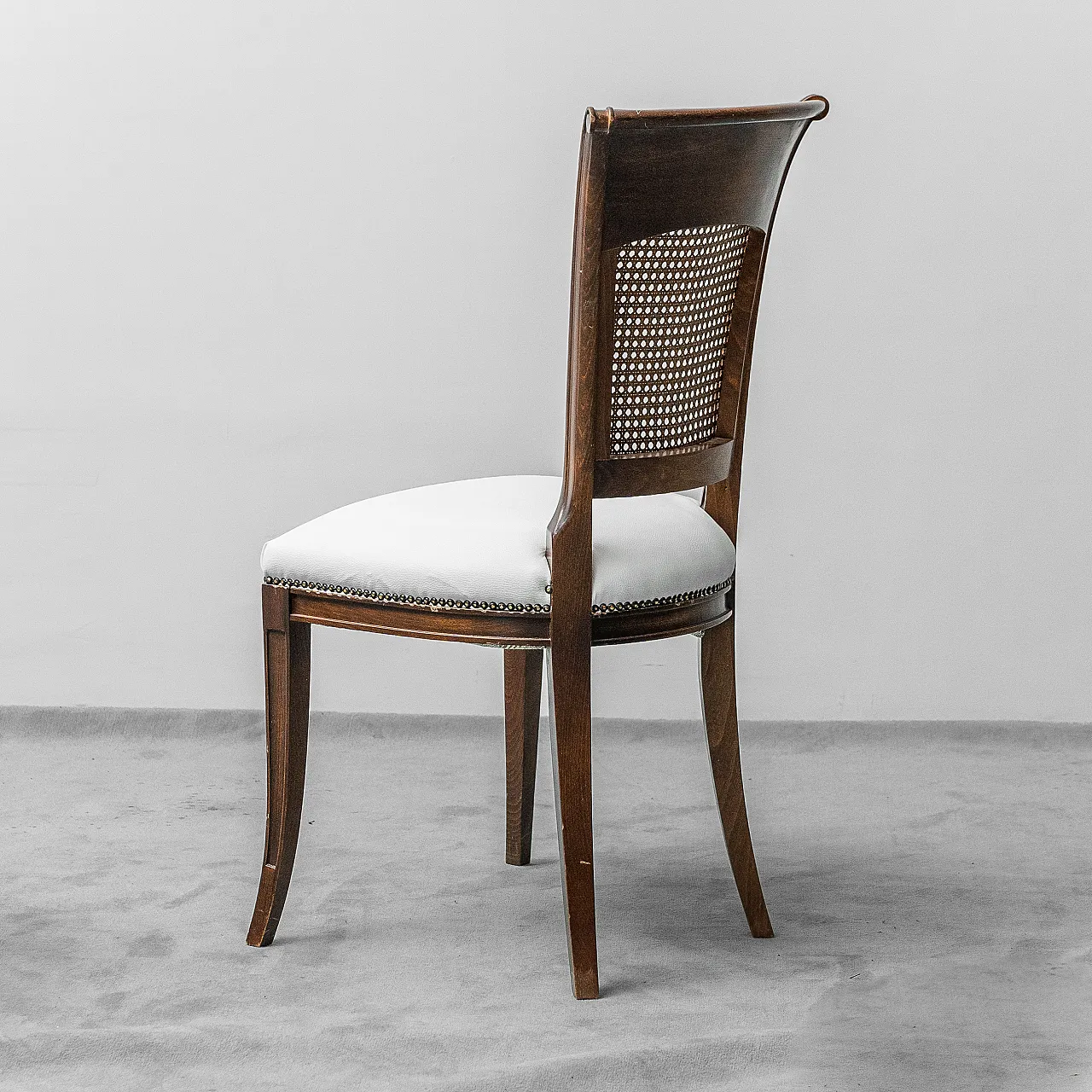 4 chairs in eco-leather, wood and Vienna straw, 1950s 4