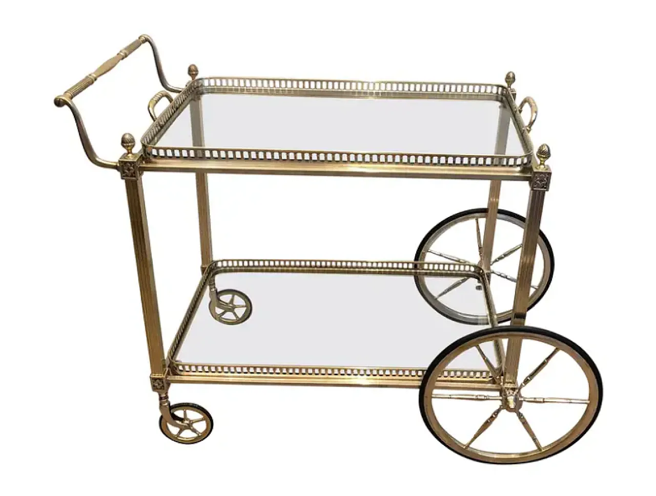 Brass and silver-plated metal trolley by Maison Bagués, 1940s 1