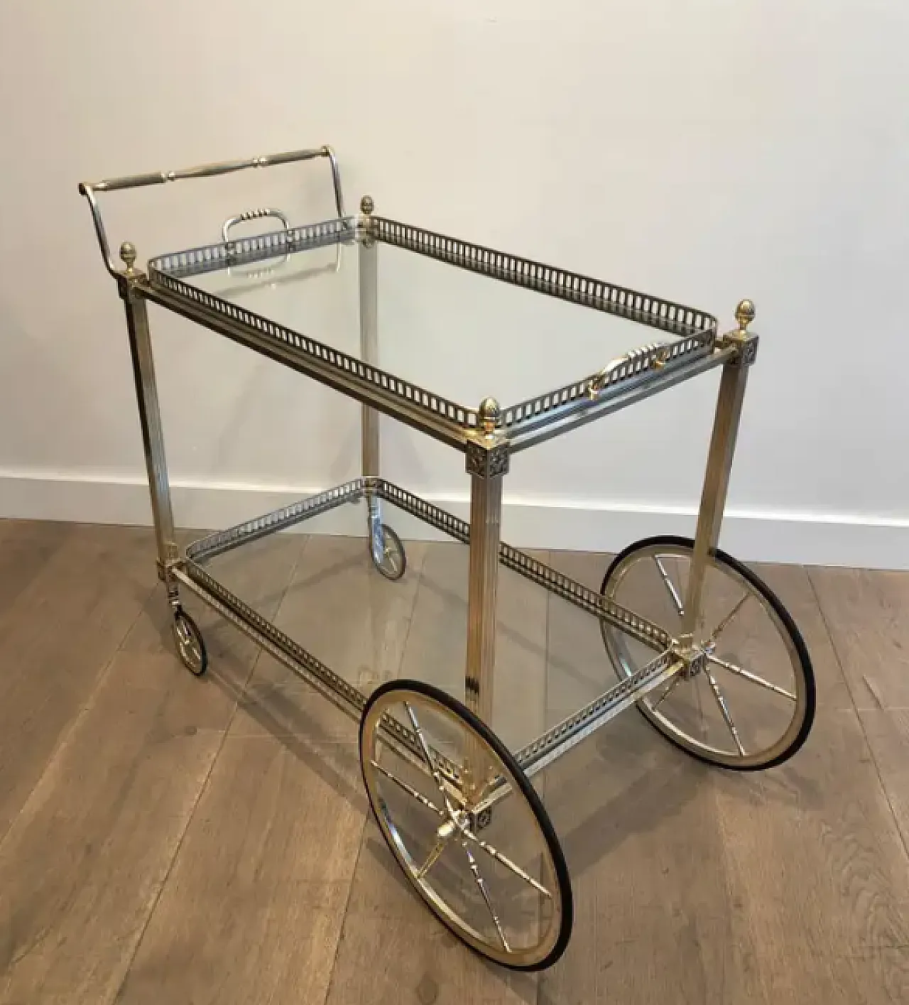 Brass and silver-plated metal trolley by Maison Bagués, 1940s 2