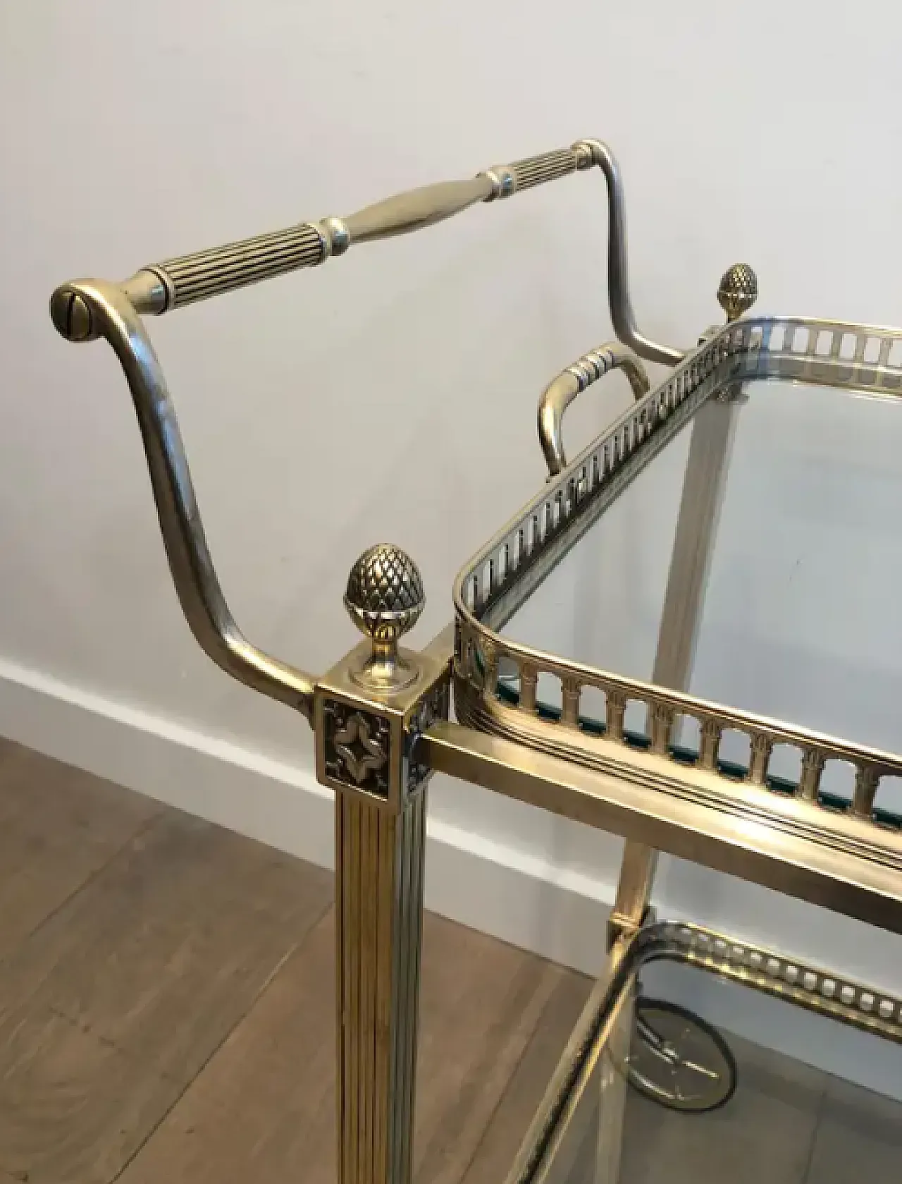 Brass and silver-plated metal trolley by Maison Bagués, 1940s 5