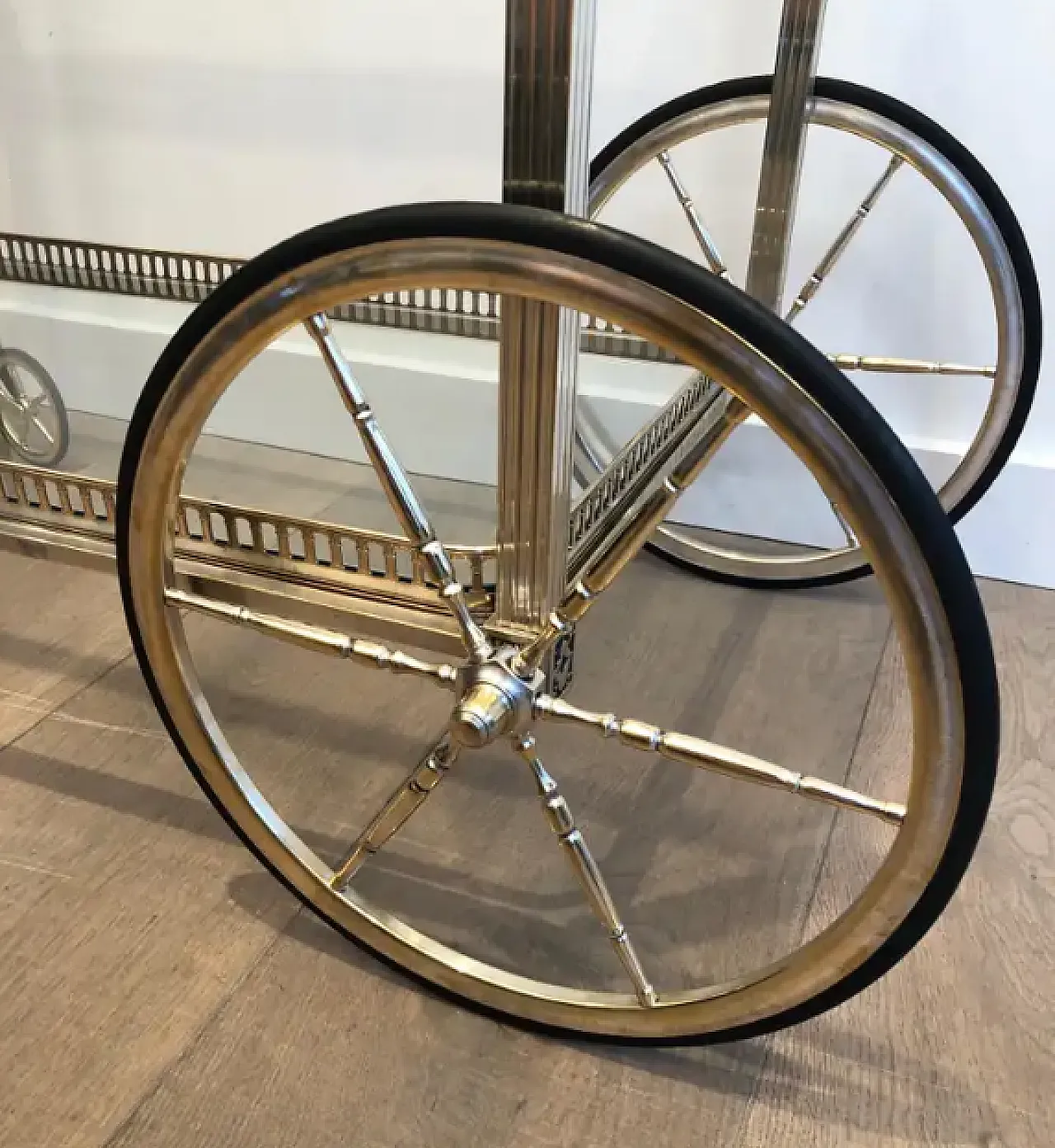 Brass and silver-plated metal trolley by Maison Bagués, 1940s 9