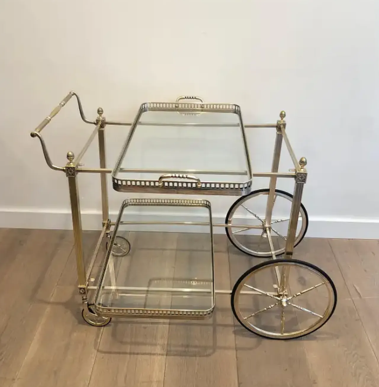 Brass and silver-plated metal trolley by Maison Bagués, 1940s 11