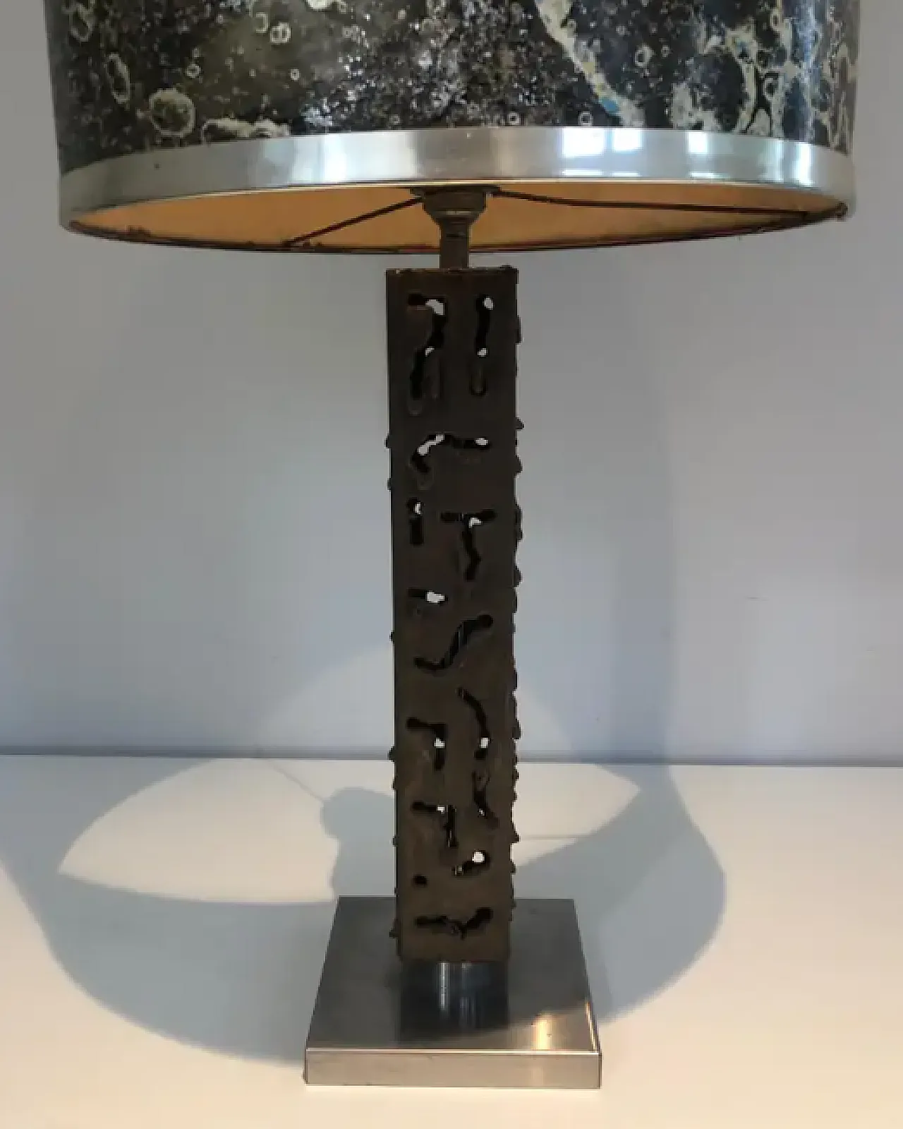 Wrought steel table lamp, 1970s 4