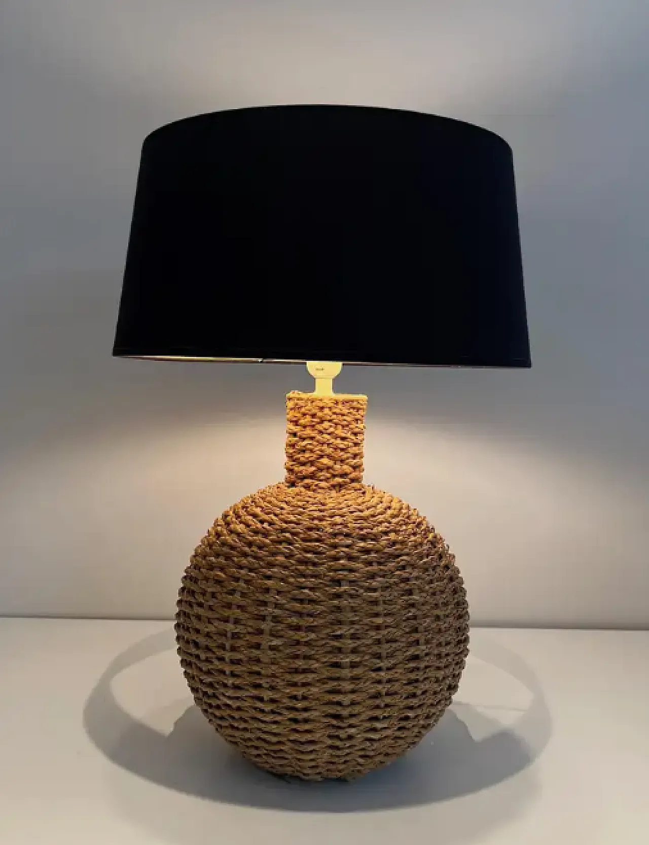 Rope table lamp in the style of Audoux Minet, 1970s 2