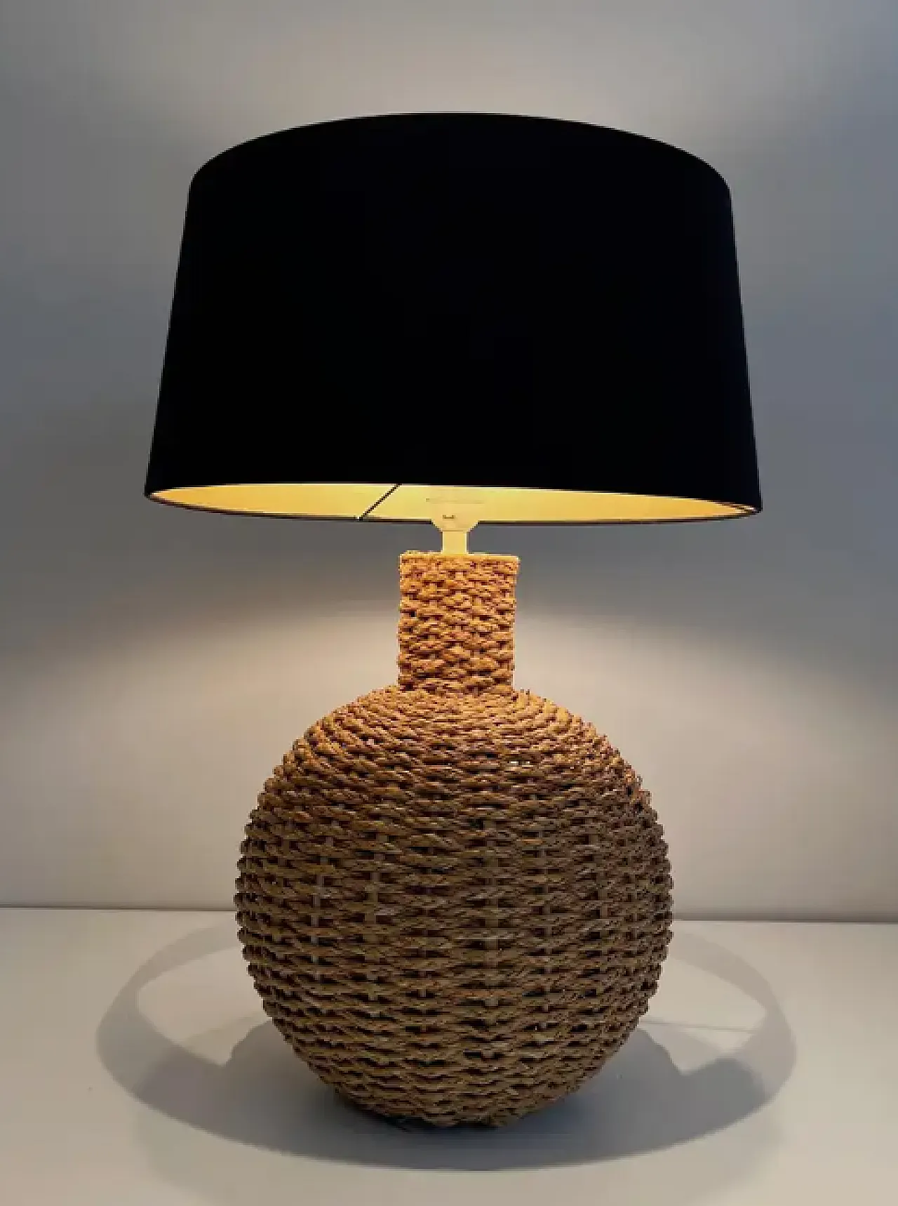 Rope table lamp in the style of Audoux Minet, 1970s 5