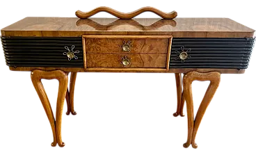 Art Deco console table in walnut root and ebonised wood, 1940s