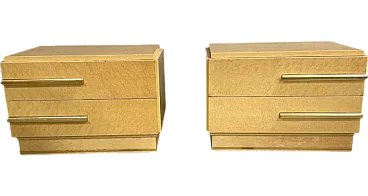 Pair of maple bedside tables with brass handles, 1970s