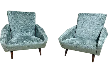 Pair of blue Distex armchairs by Gio Ponti, 1950s