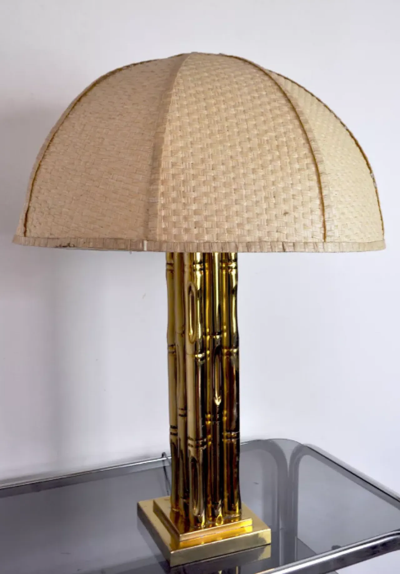 Faux bamboo brass lamp, 1970s 2