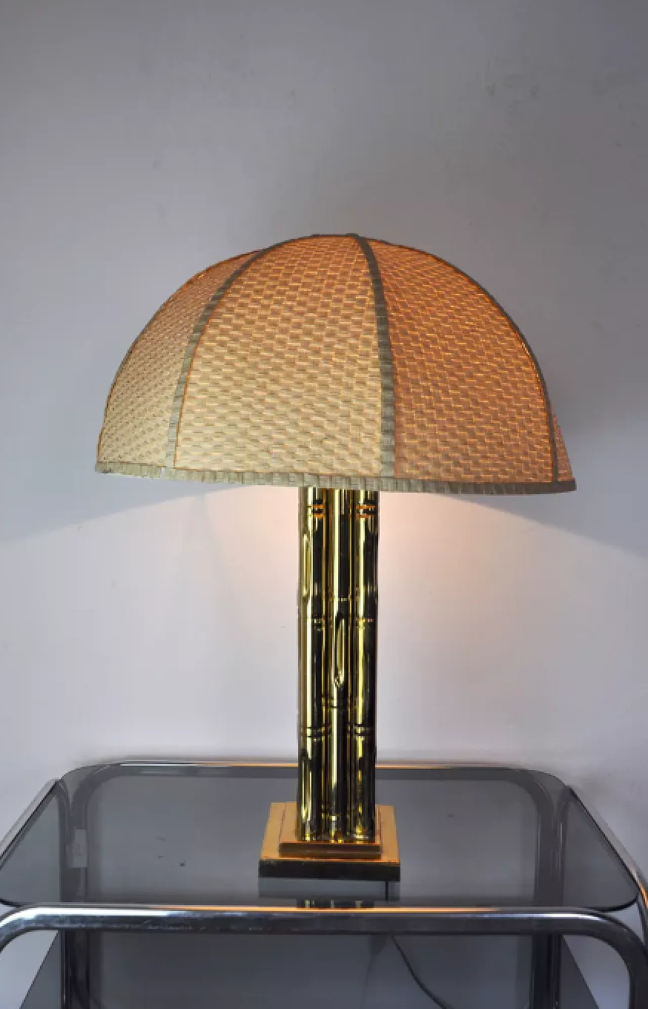 Faux bamboo brass lamp, 1970s 4