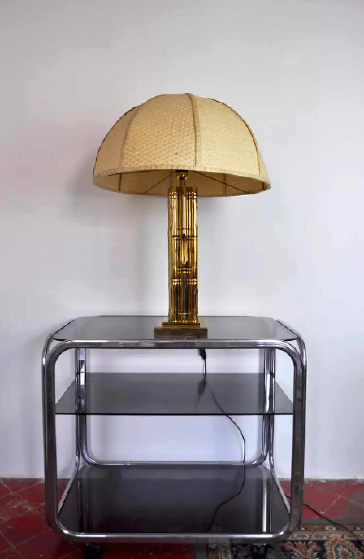 Faux bamboo brass lamp, 1970s 8