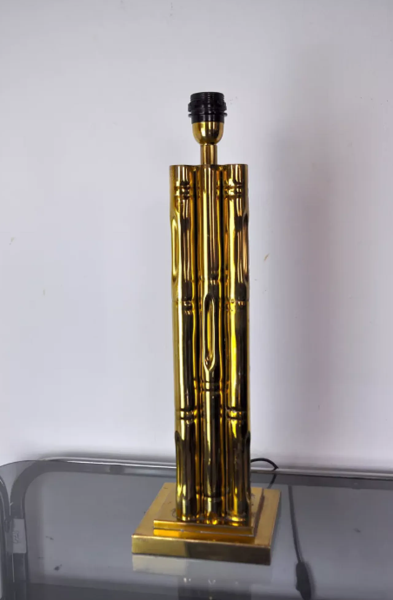 Faux bamboo brass lamp, 1970s 9