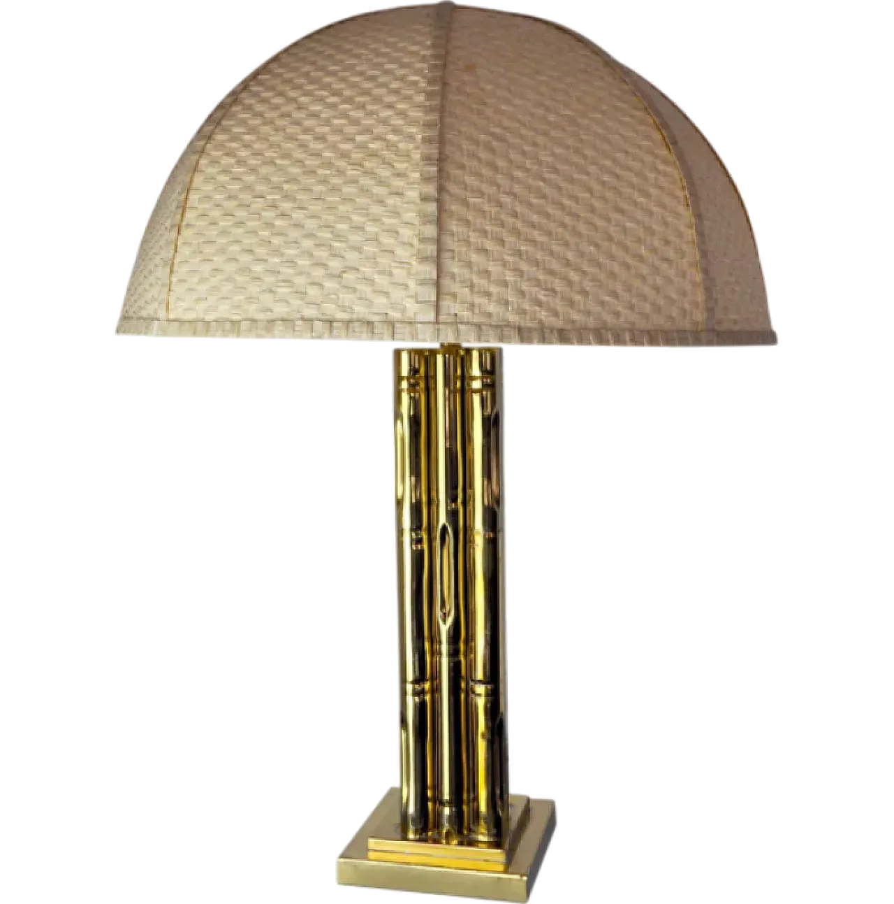 Faux bamboo brass lamp, 1970s 11