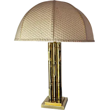 Lampada finto bambù in ottone, anni '70