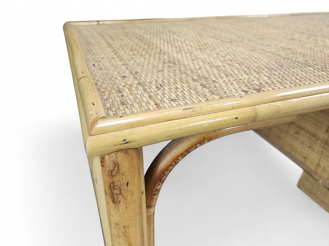 Bamboo wicker desk, 1970s 5