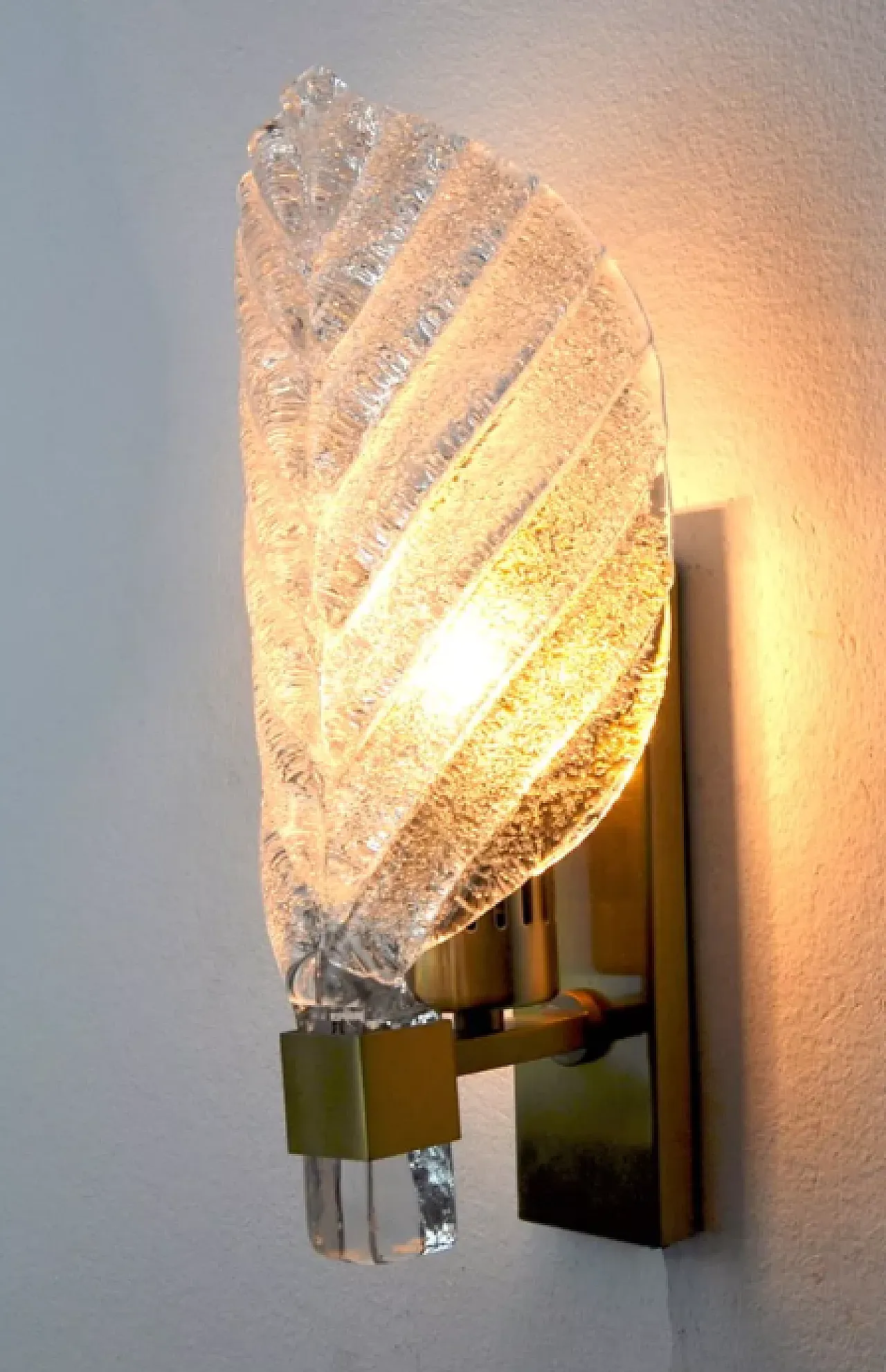 Single glass and metal wall lamp by Carl Fagerlund, 1970s 6