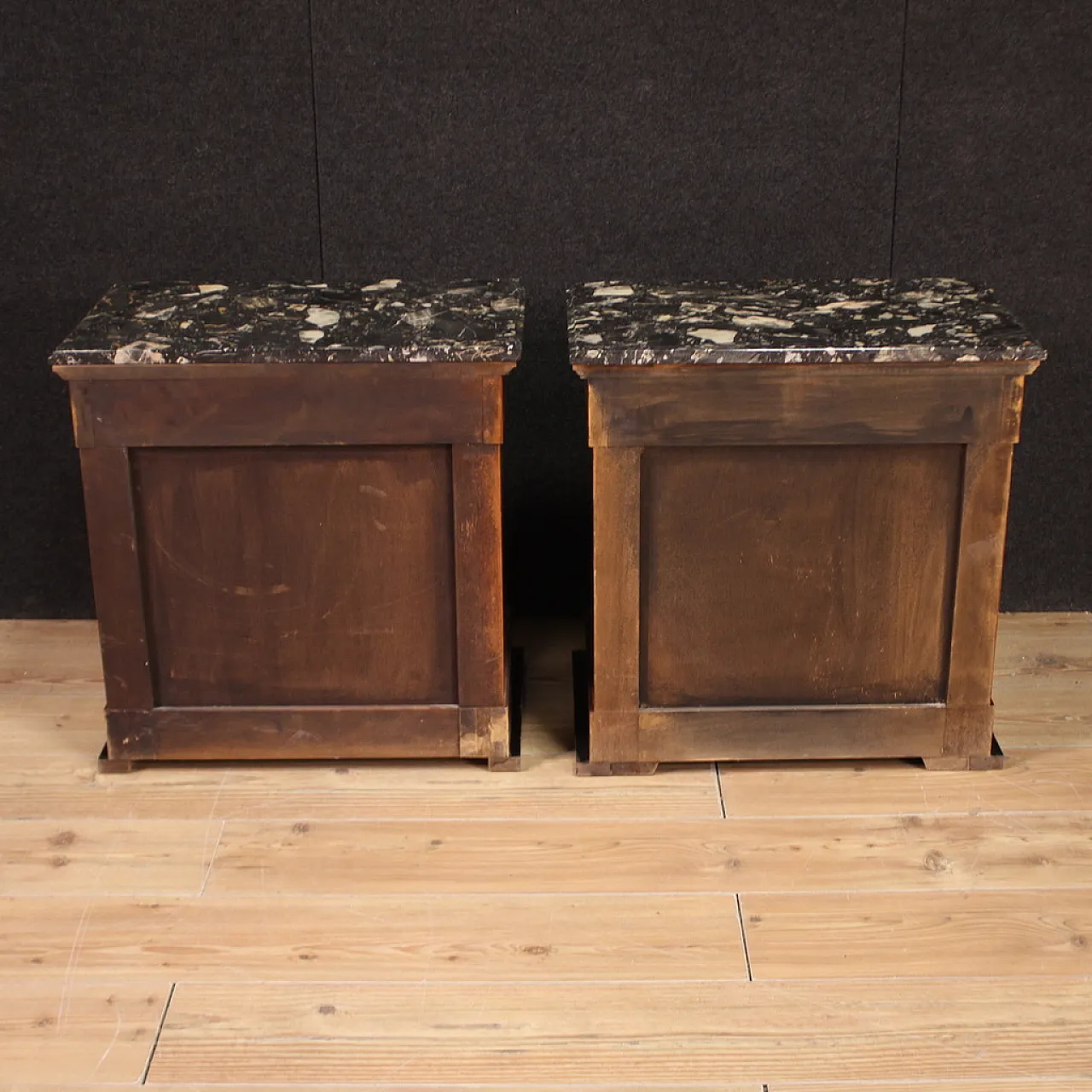 Empire style pair of bedside tables with marble top, 20th century 7