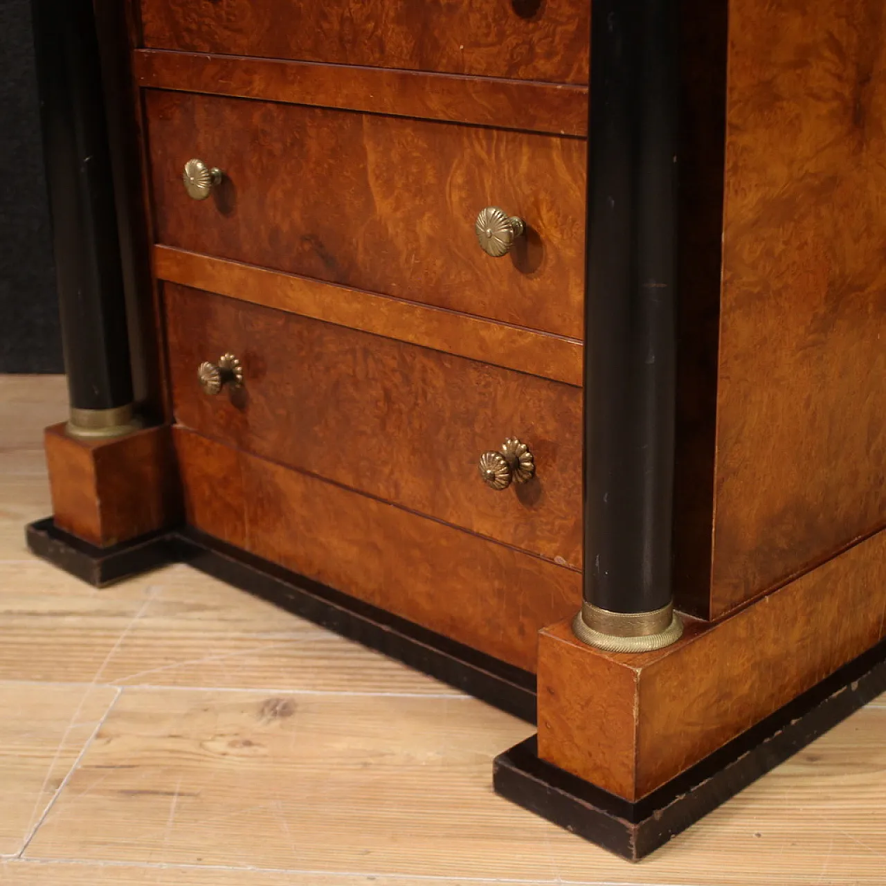 Empire style pair of bedside tables with marble top, 20th century 12