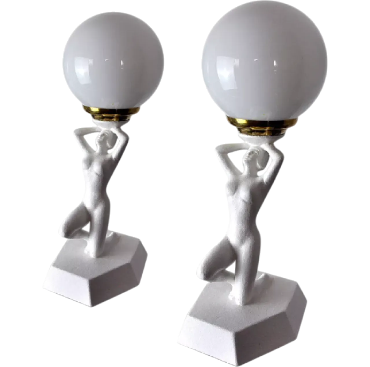 Pair of lamps Woman with ball by Onices Eth, 1980s 10