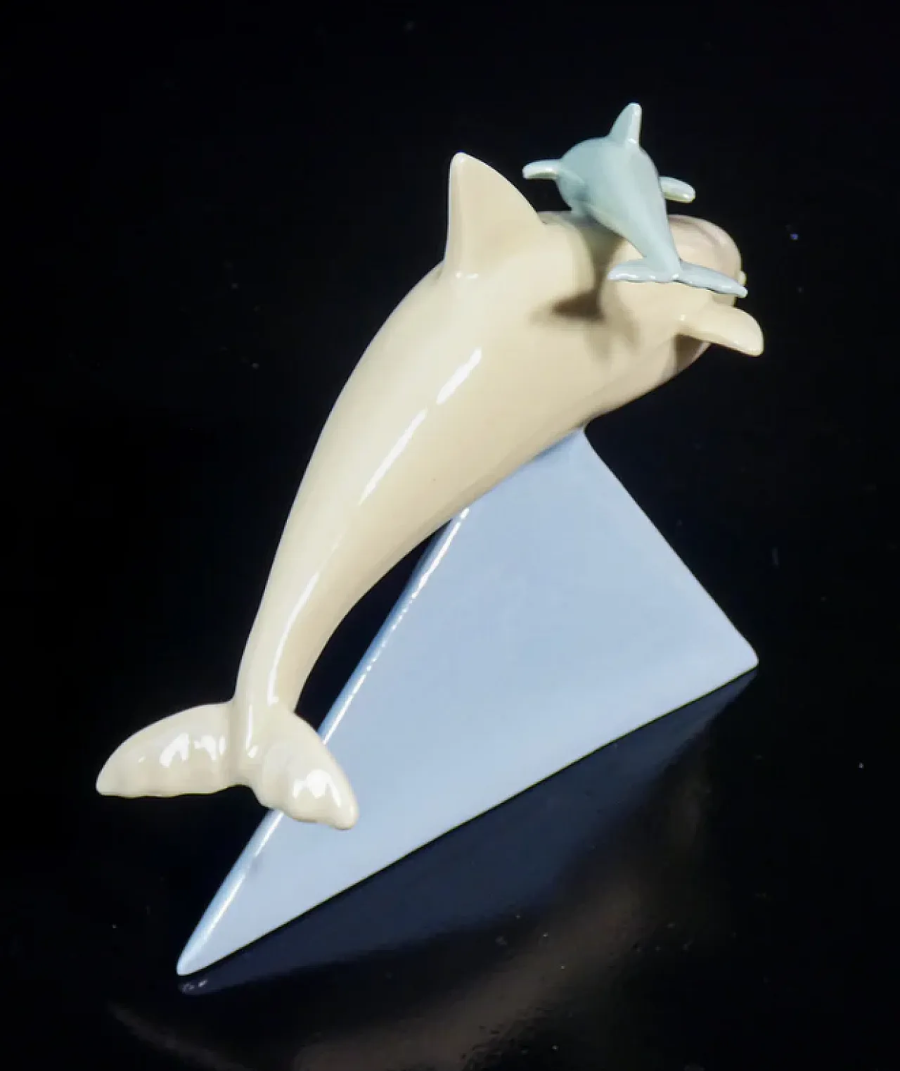 Ceramic sculpture Dolphin with puppy, late 20th century 5