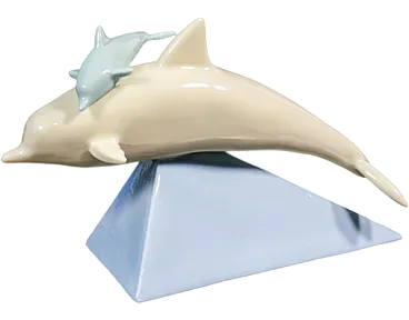 Ceramic sculpture Dolphin with puppy, late 20th century