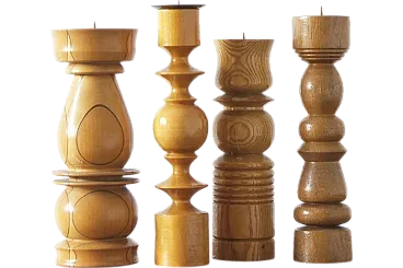 4 Wooden candleholders, 1970s