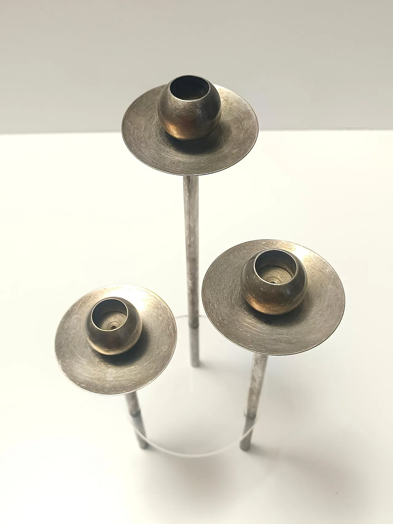 Postmodern Silver-Plated Brass and Plexiglass Candelabrum by Mesa, Italy 1970s 6