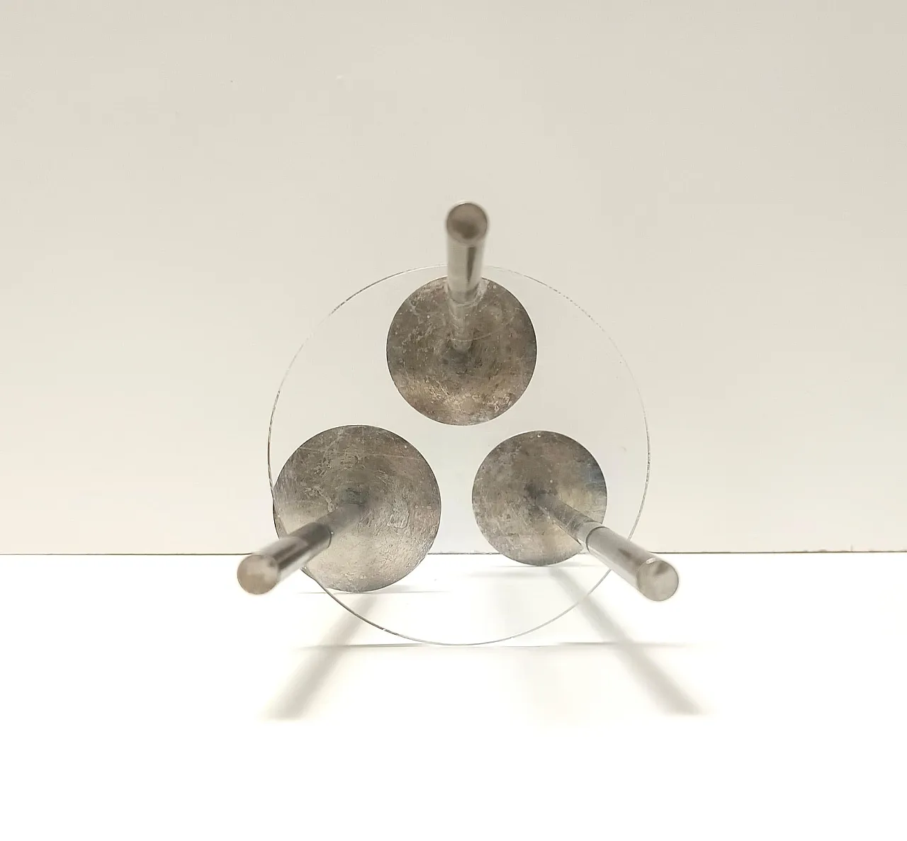 Postmodern Silver-Plated Brass and Plexiglass Candelabrum by Mesa, Italy 1970s 10