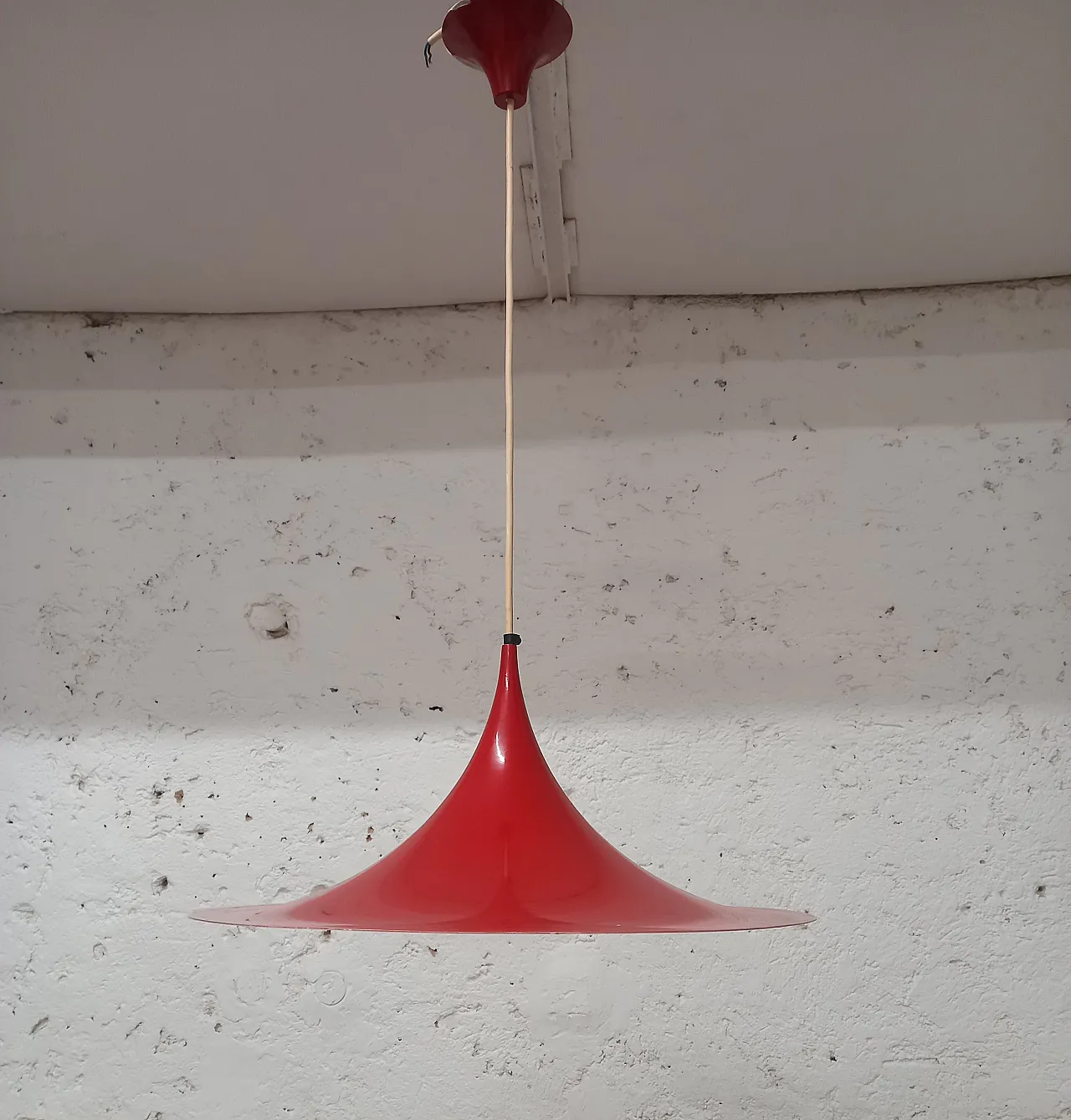 Red metal chandelier produced by Fogh and Morup, 1970s 1