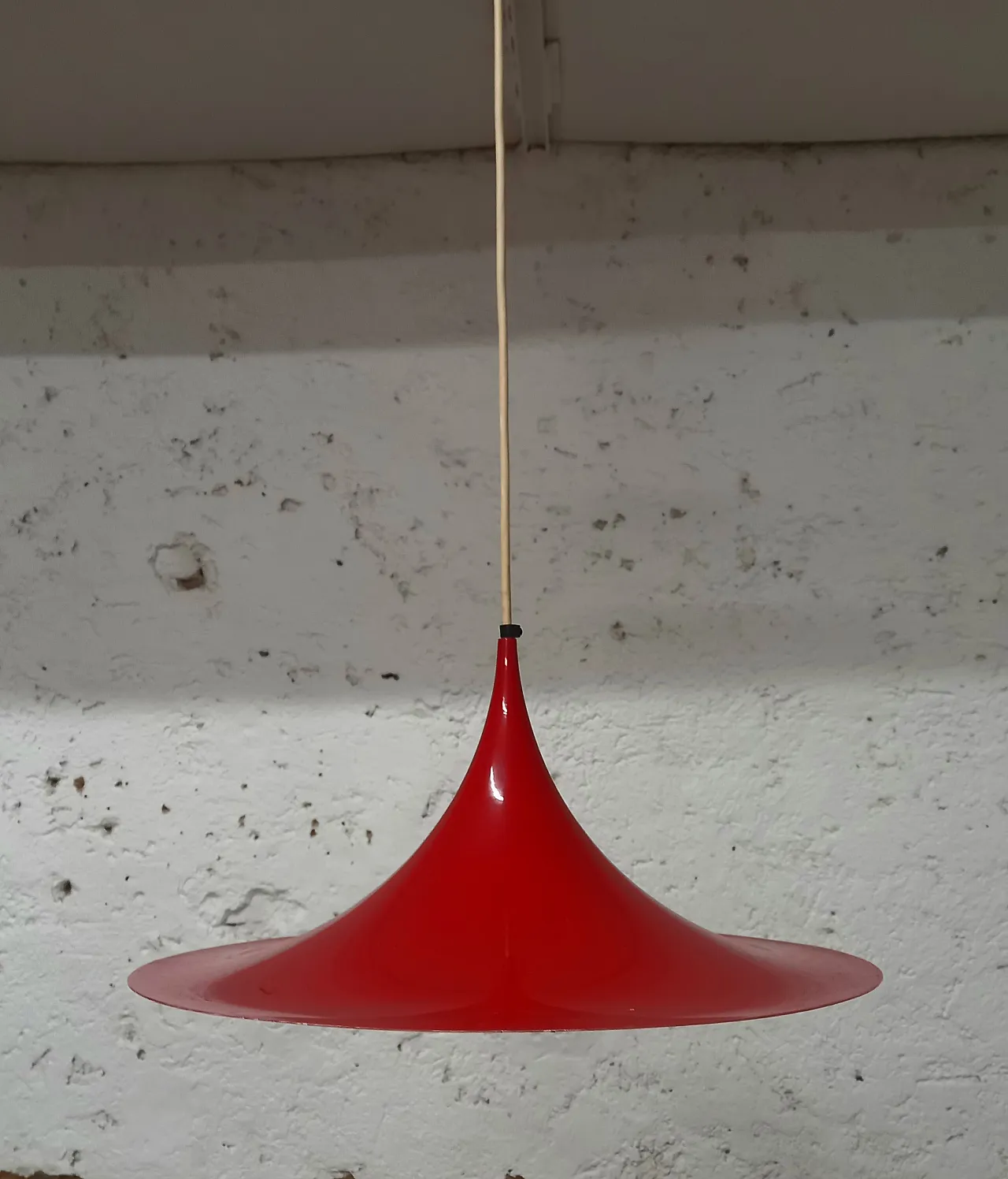 Red metal chandelier produced by Fogh and Morup, 1970s 4