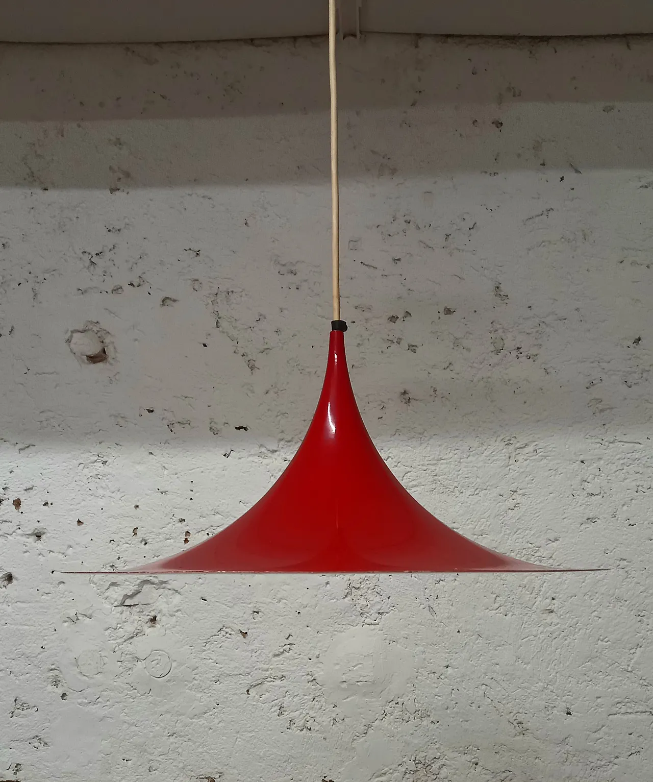 Red metal chandelier produced by Fogh and Morup, 1970s 5