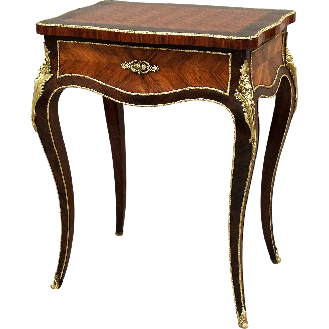 Napoleon III inlaid vanity table with gilded bronzes, 19th century 12