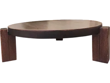 Circular oak coffee table, 60s