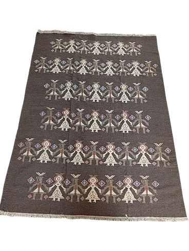 Kilim scandinavian carpet brown, Finland, 70s