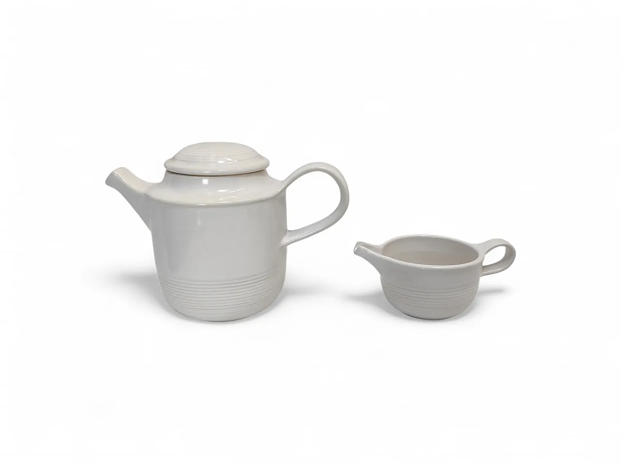 White ceramic teapot and milk jug by F. Bucci, 1970s 3