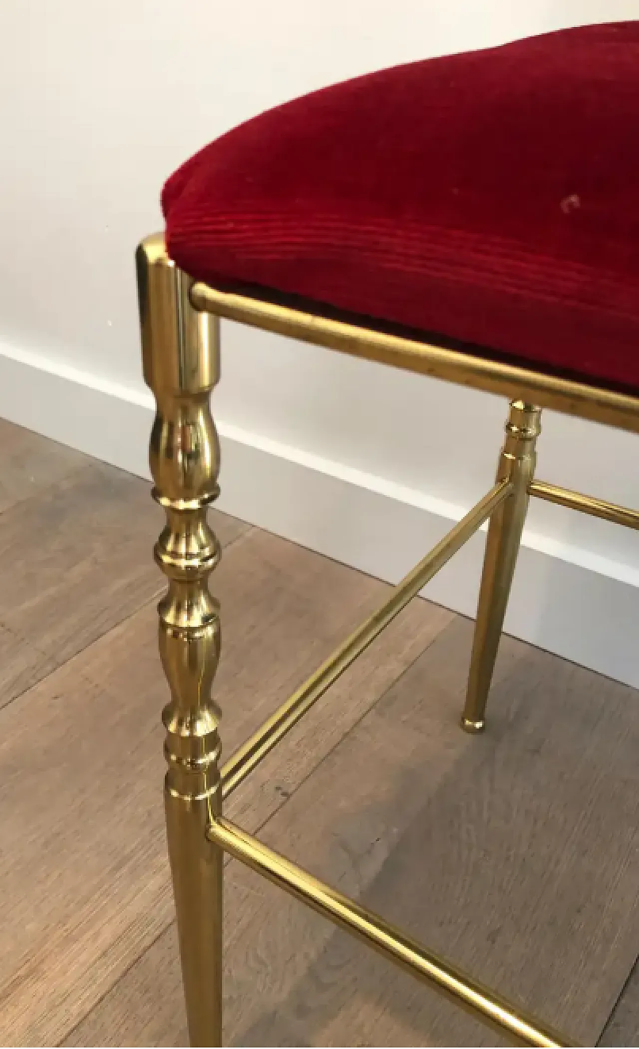 Chiavari chair and stool in brass and velvet, 1940s 15