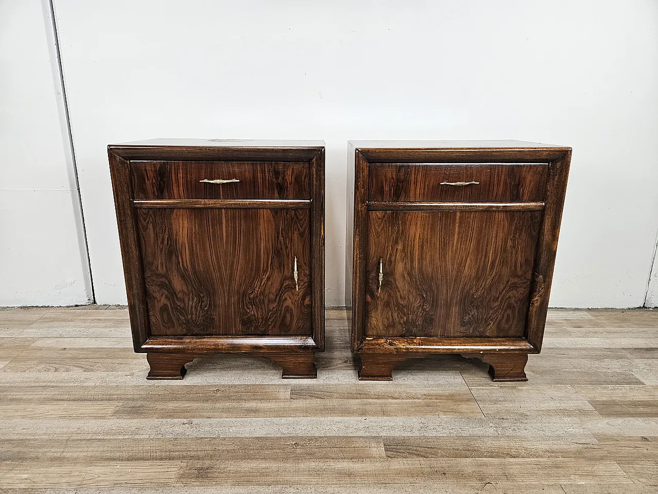 Pair of bedside tables in walnut, 1940s 25