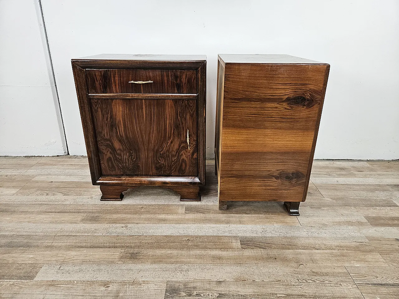 Pair of bedside tables in walnut, 1940s 26