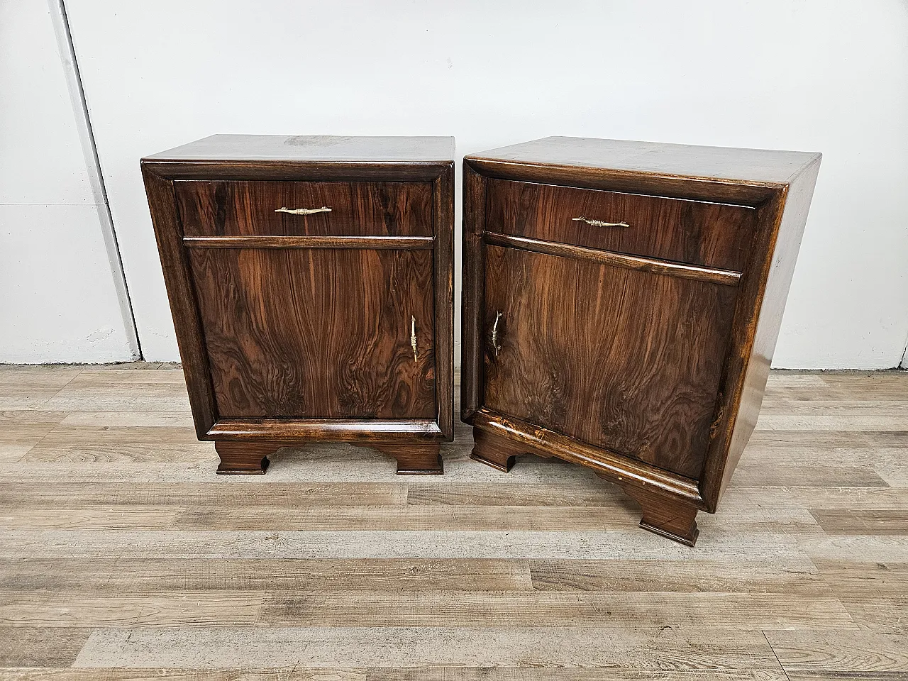 Pair of bedside tables in walnut, 1940s 29