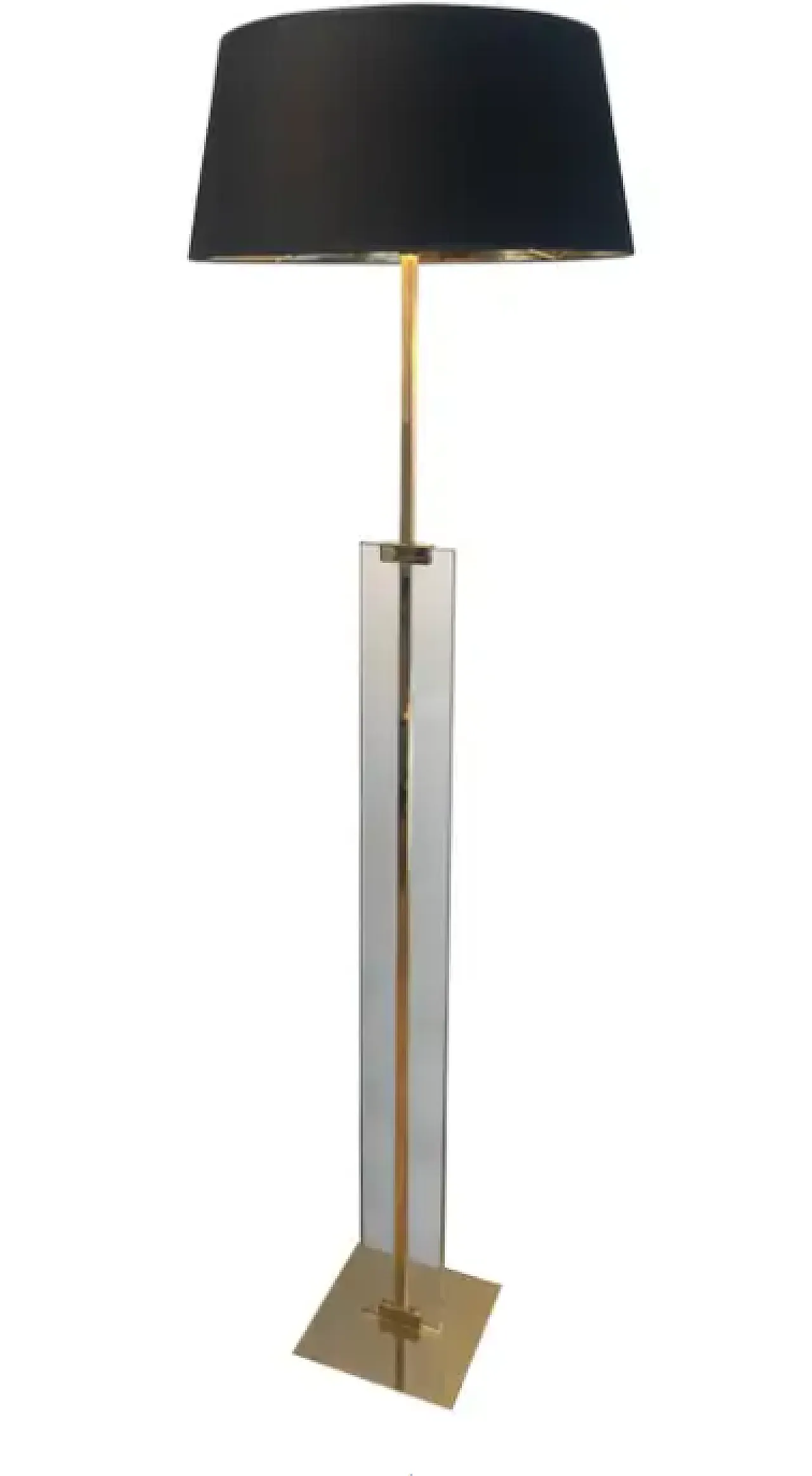 Glass and brass floor lamp, 1970s 1