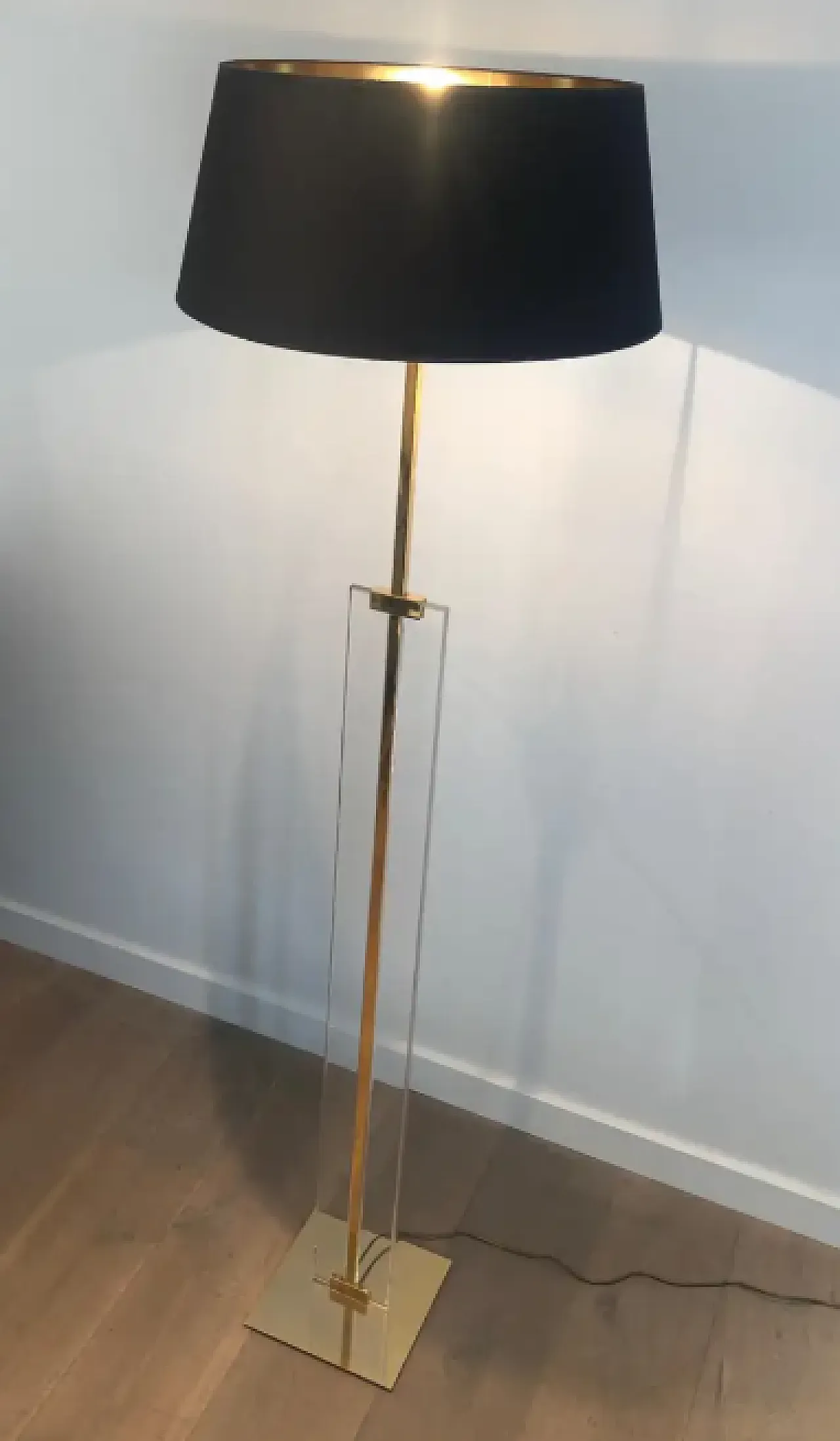 Glass and brass floor lamp, 1970s 3